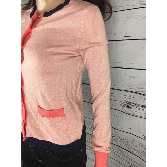 The Webster Miami at Target Pink Navy Classic Cardigan Sweater Gold Buttons XS - Picture 5 of 11